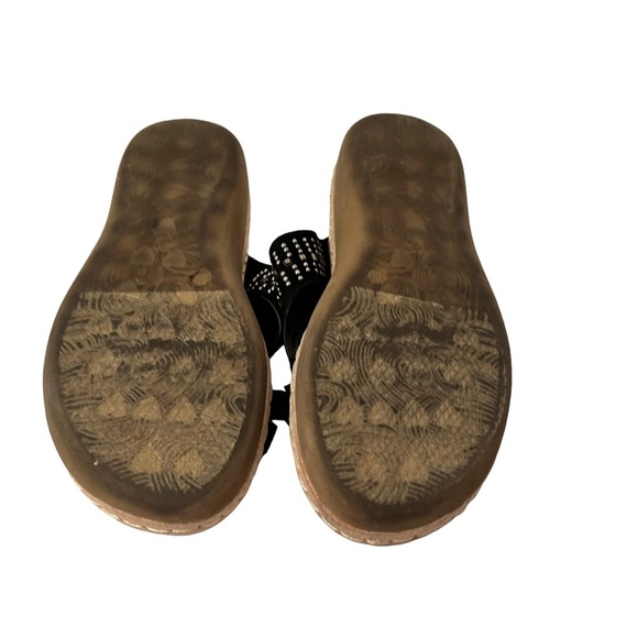 Coral Bay Paxton Women’s Black Sparkle T-Strap Low Wedge Sandals Size 9M - Picture 7 of 7